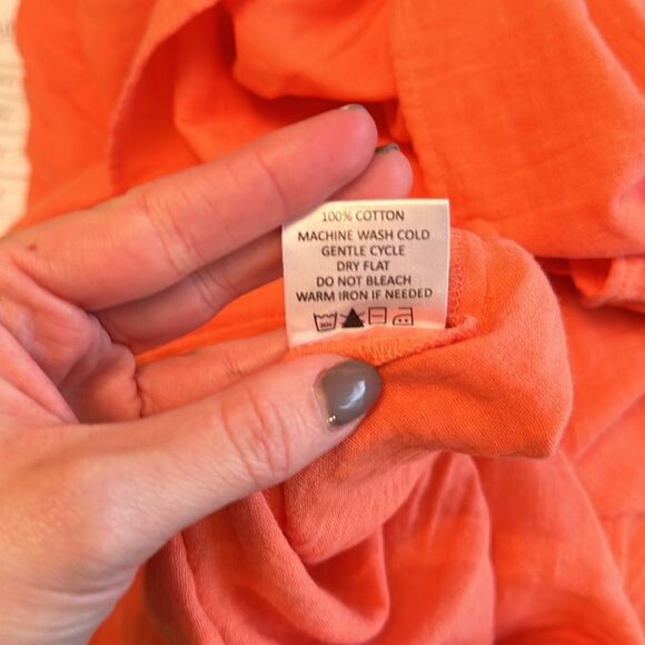 Mud Pie Sydney Orange Square Neck Gauze Babydoll Tiered Boho Top - Picture 6 of 7